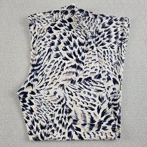 Soma Leopard Print Super Soft Pajama Pants Blue Cream Wmn's Med